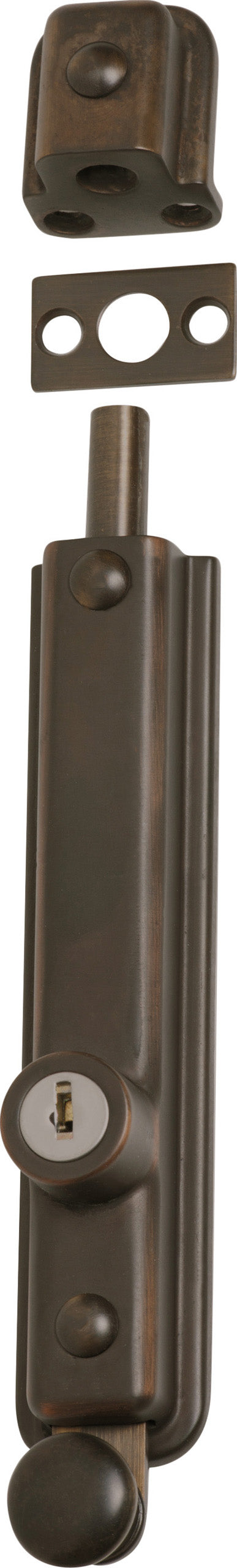 Locking Surface Mounted Bolt -  L150mm Antique Brass