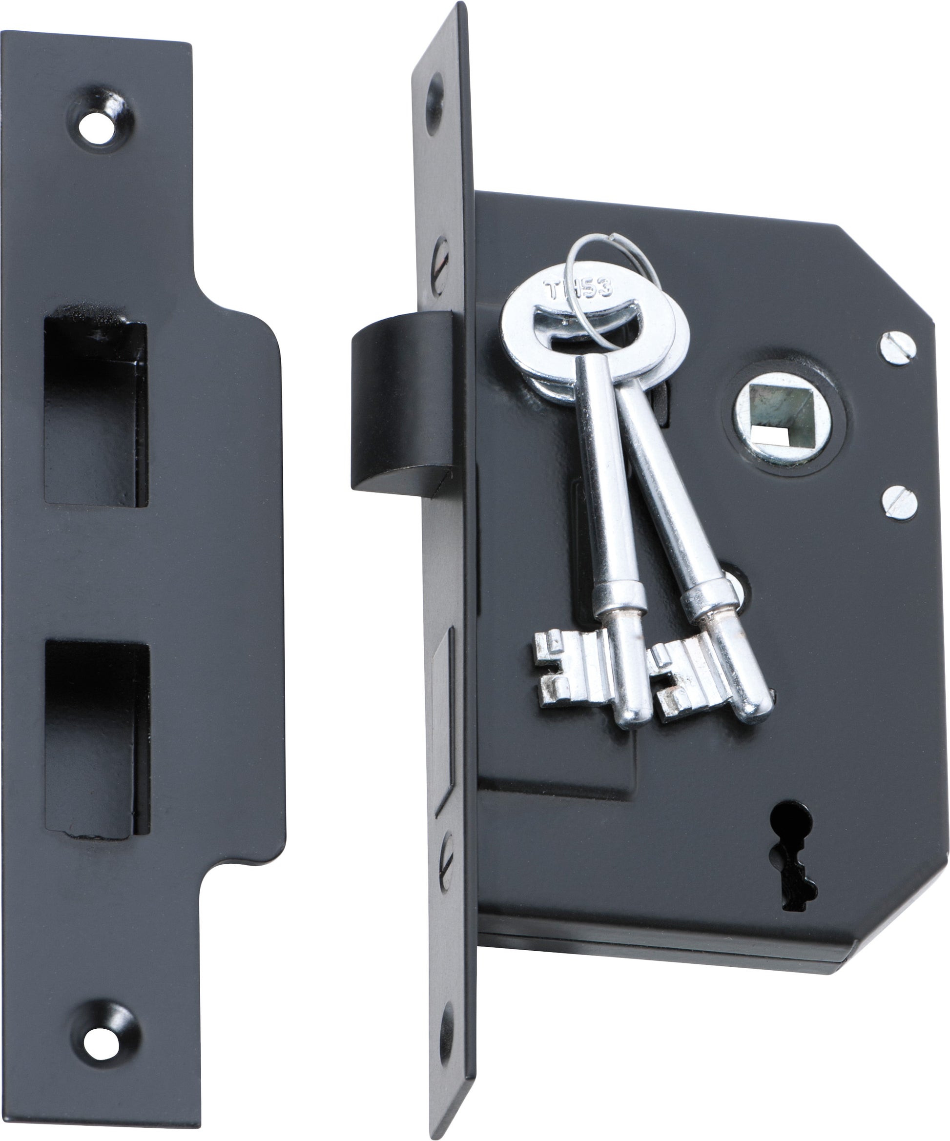 Mortice Lock 3 Lever Matt Black / Backset 44mm