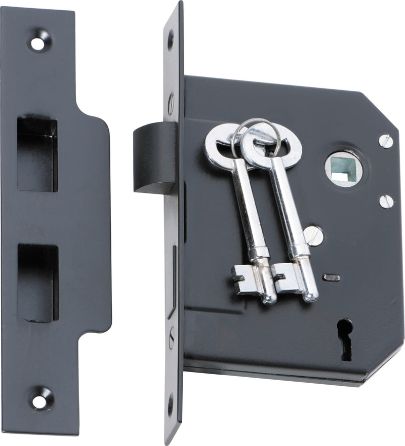 Mortice Lock 3 Lever Matt Black / Backset 57mm