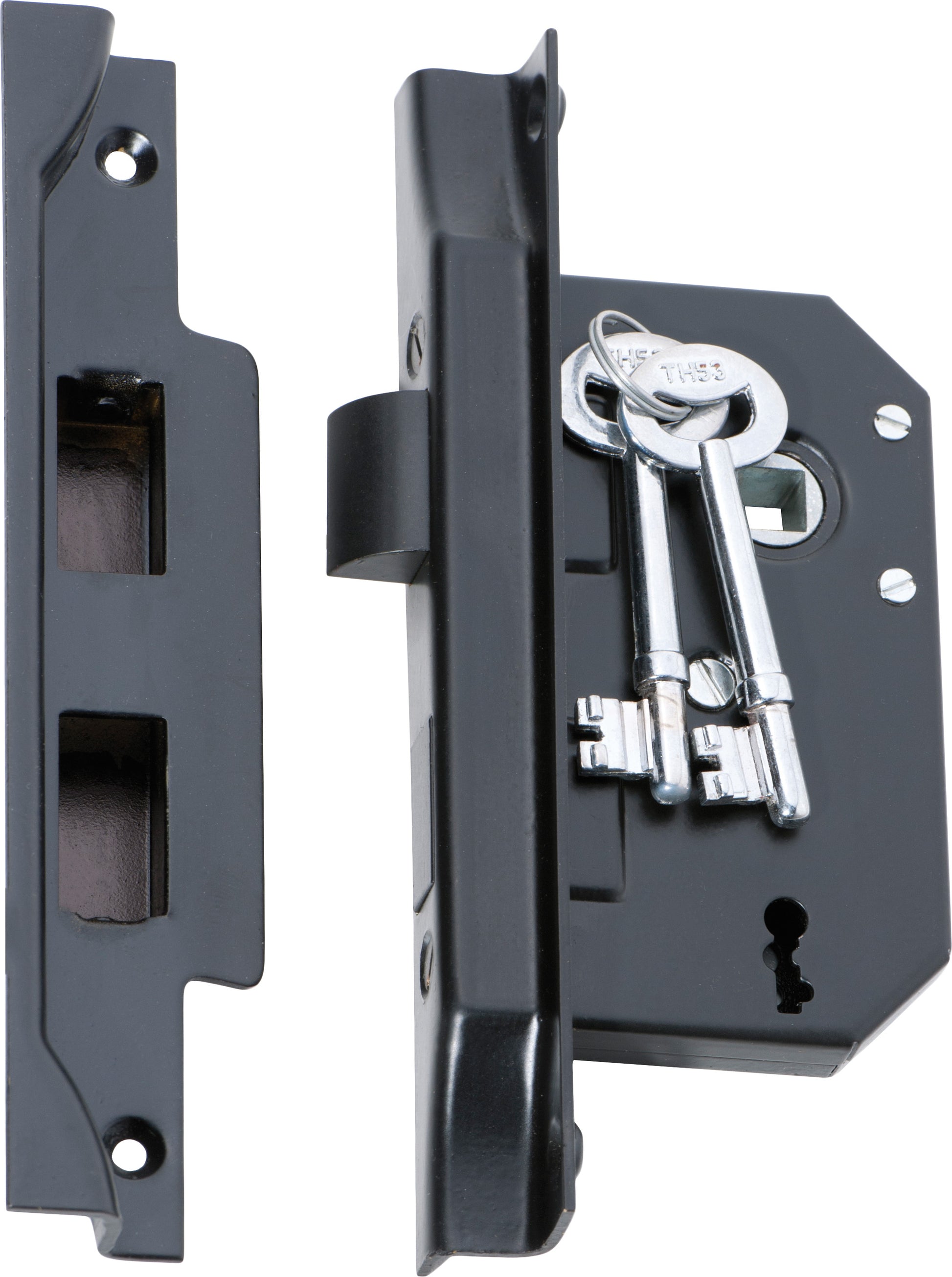 Rebated 3 Lever Mortice Lock Matt Black / Backset 44mm