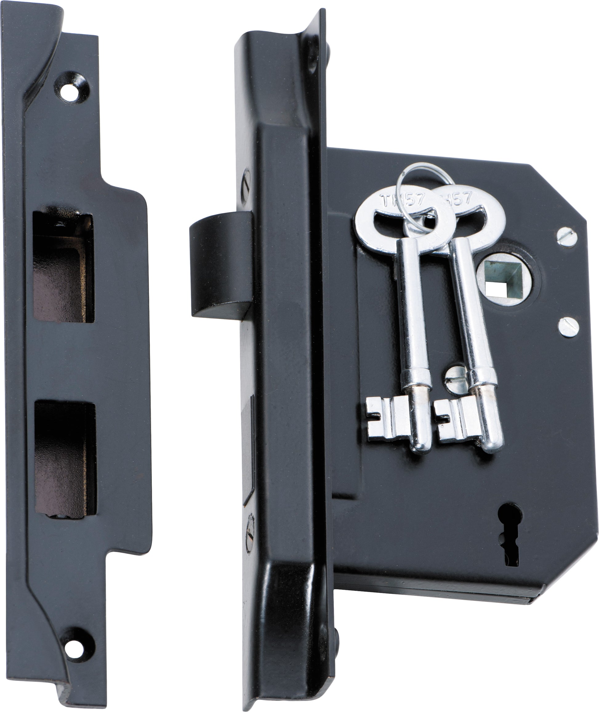 Rebated 3 Lever Mortice Lock Matt Black / Backset 57mm