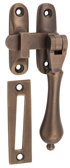 Long Throw Teardrop Casement Fastener Antique Brass