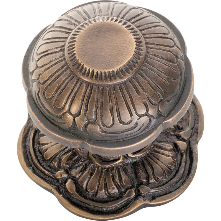 Ornate Centre Door Knob Antique Brass