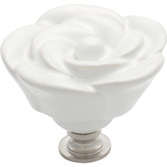 Porcelain Flower Cupboard Knob Chrome Plated