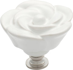 Porcelain Flower Cupboard Knob Chrome Plated