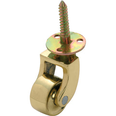 Screw Plate Castors - Brass Wheel D25mm Polished Brass
