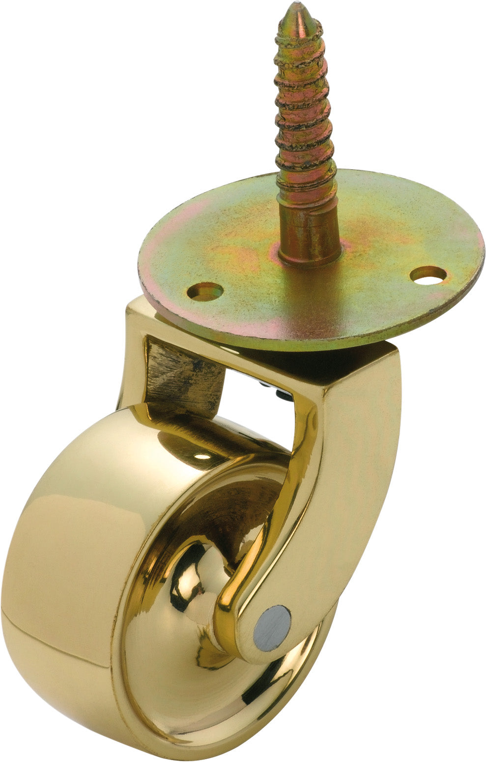 Screw Plate Castors - Brass Wheel D38mm Polished Brass
