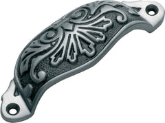 Ornate Cupped Drawer Pull Polished Metal