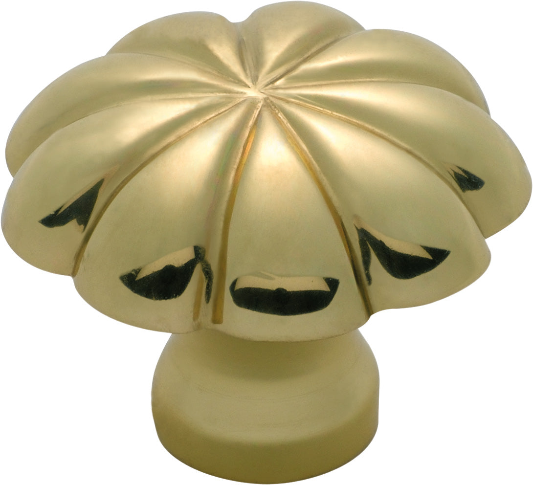 Fluted Cupboard Knob Polished Brass