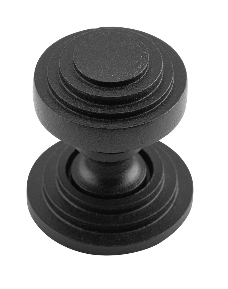 Stepped Cupboard Knob With Backplate Matt Black