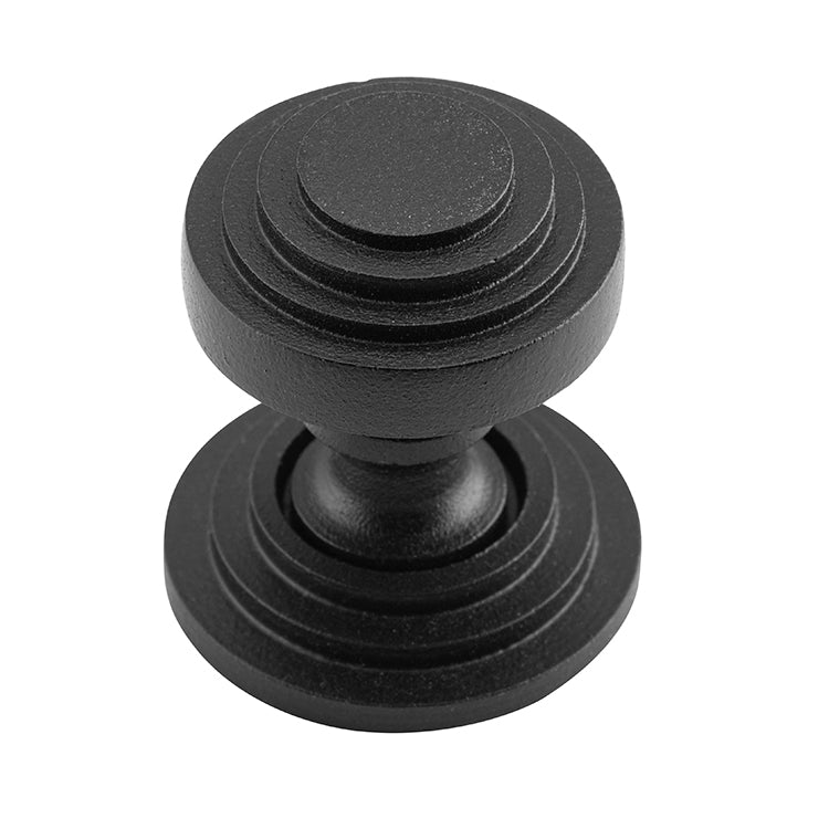 Stepped Cupboard Knob With Backplate Matt Black