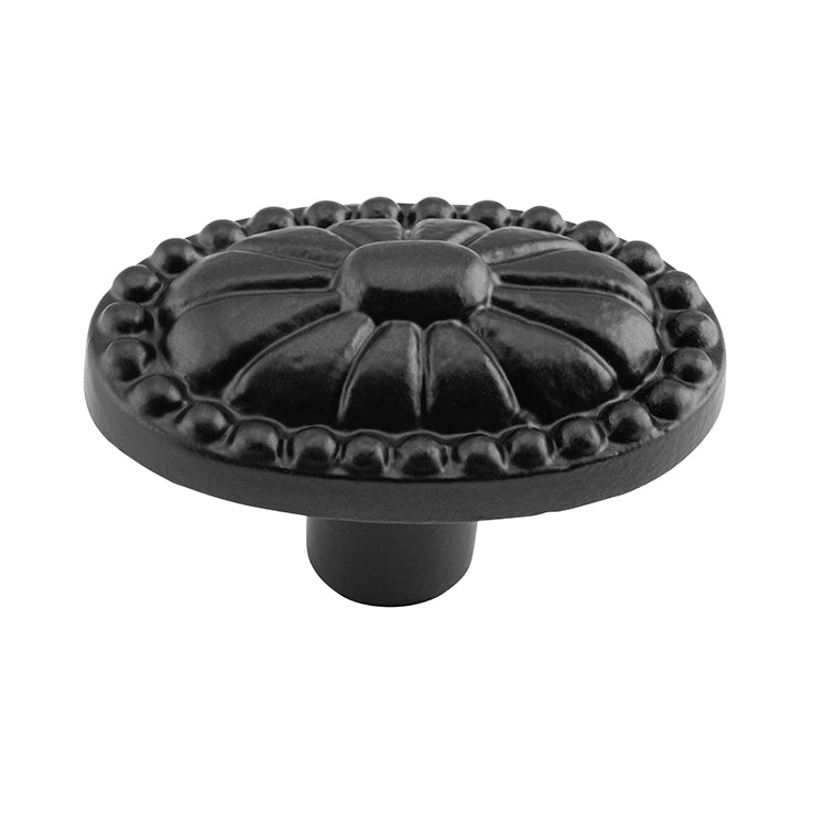 Ornate Iron Cupboard Knob Matt Black
