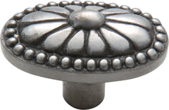 Ornate Iron Cupboard Knob Polished Metal