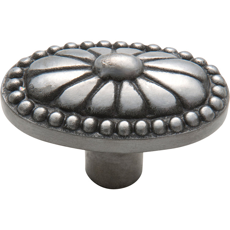 Ornate Iron Cupboard Knob Polished Metal
