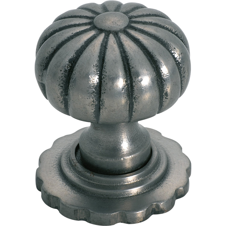 Fluted Cupboard Knob With Backplate Polished Metal / D32xP44mm