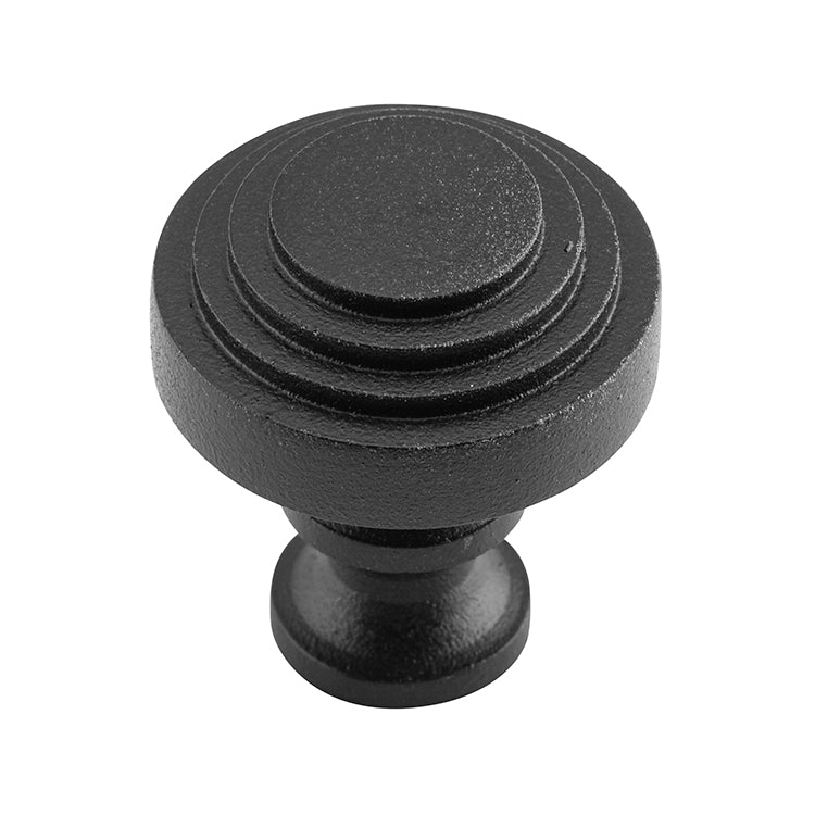 Stepped Cupboard Knob Matt Black