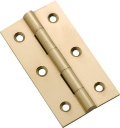 Fixed Pin Cabinet Hinge Polished Brass / H63xW35mm