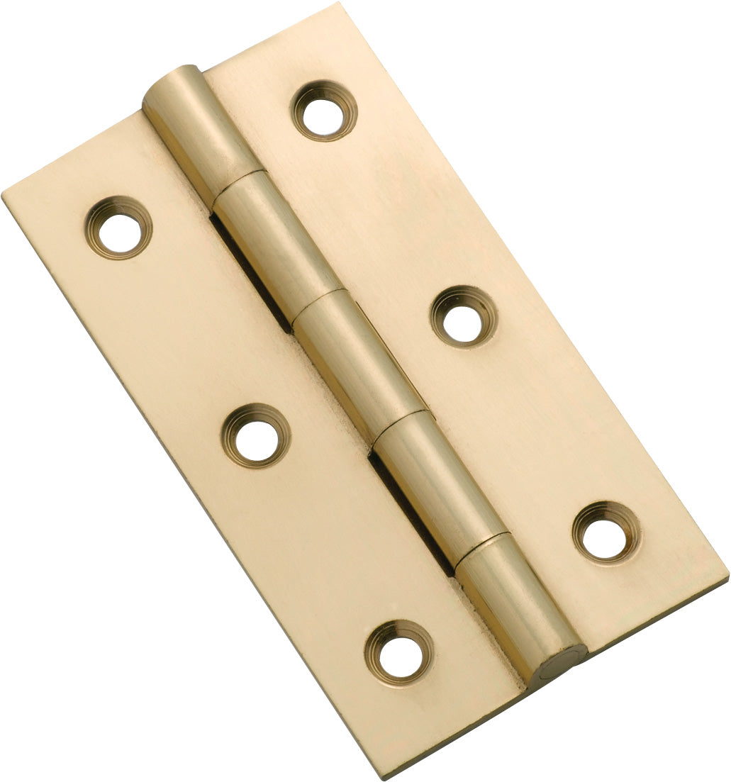 Fixed Pin Cabinet Hinge Polished Brass / H63xW35mm