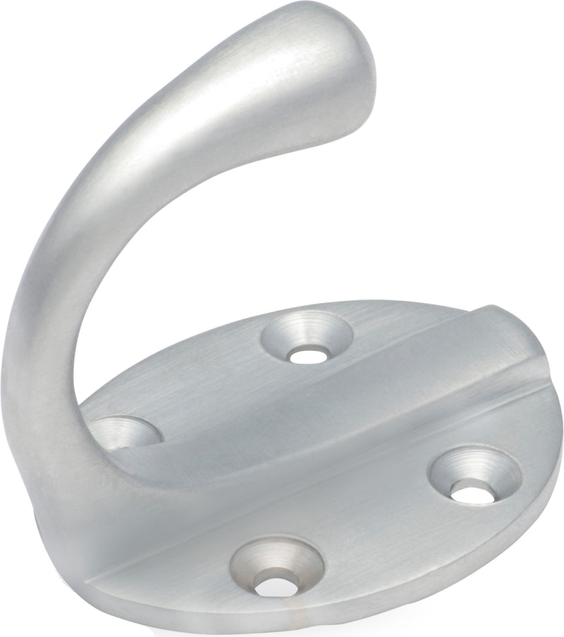 Single Robe Hooks - Oval Backplate Satin Chrome