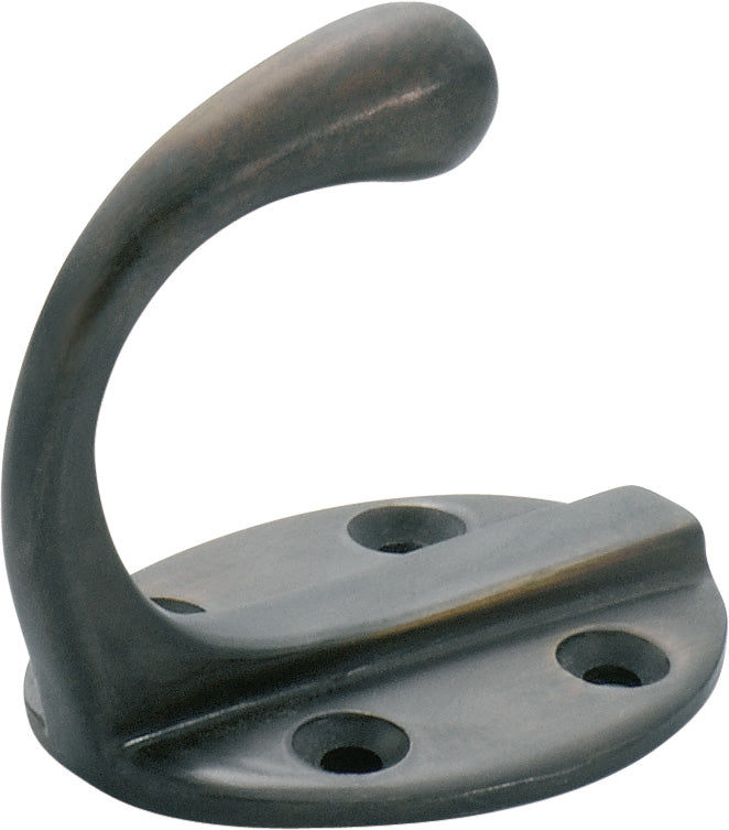 Single Robe Hooks - Oval Backplate Antique Brass