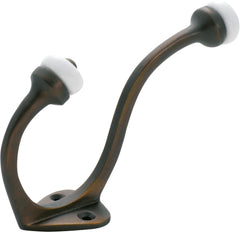 Porcelain Tip Hat & Coat Hooks Antique Brass