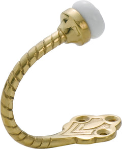 Porcelain Tip Rope Robe Hooks Polished Brass