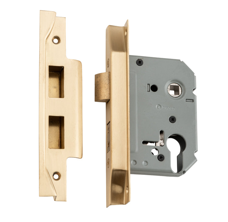Rebated Euro Mortice Lock Satin Nickel / Backset 46mm