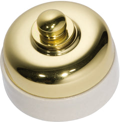 Porcelain Base Dimmer Polished Brass