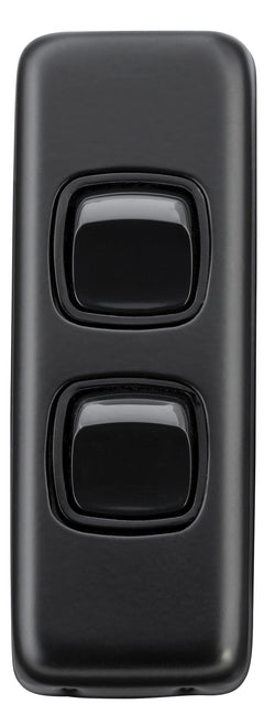 Flat Plate 2 Gang Rocker Switches Matt Black / W30mm