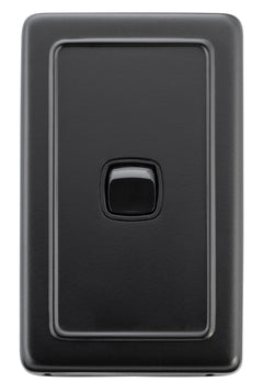 Flat Plate 1 Gang Rocker Switches Matt Black / W72mm