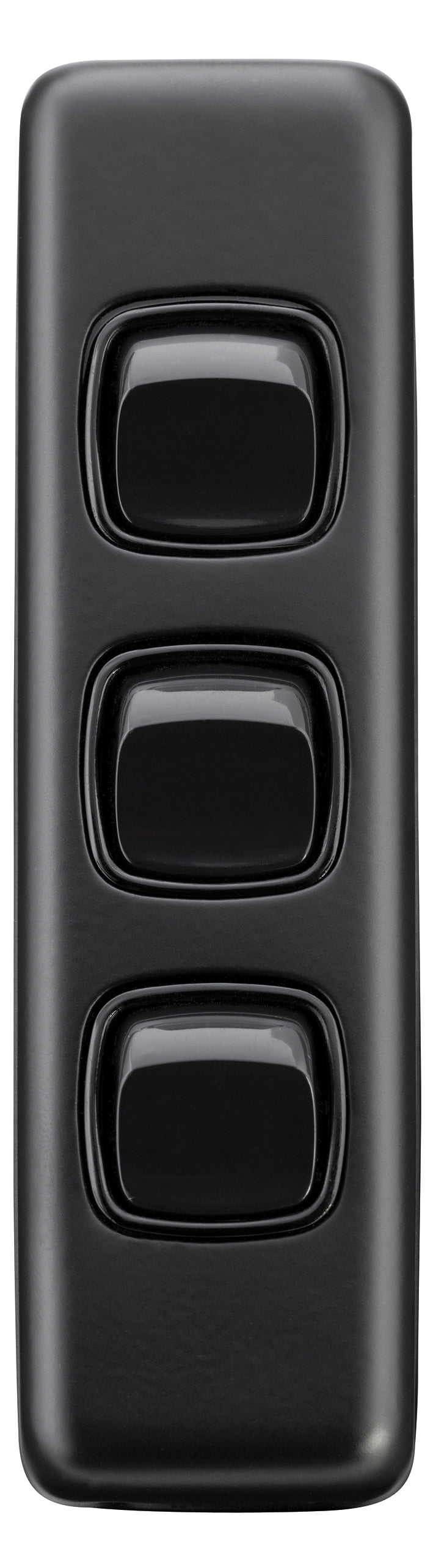 Flat Plate 3 Gang Rocker Switches Matt Black / W30mm