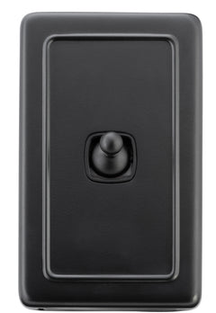 Flat Plate 1 Gang Toggle Switches Matt Black / W72mm