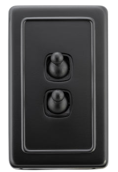 Flat Plate 2 Gang Toggle Switches Matt Black / W72mm