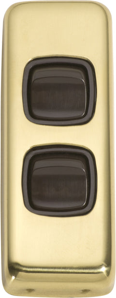 Flat Plate 2 Gang Rocker Switches Polished Brass / W30mm