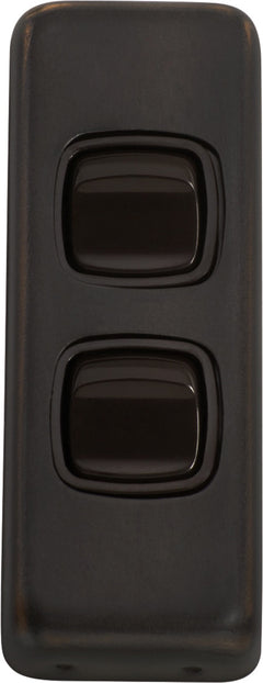 Flat Plate 2 Gang Rocker Switches Antique Copper / W30mm