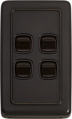 Flat Plate 4 Gang Rocker Switches Antique Copper / W72mm