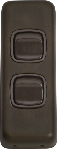 Flat Plate 2 Gang Rocker Switches Antique Brass / W30mm