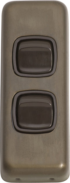 Flat Plate 2 Gang Rocker Switches Antique Brass / W30mm