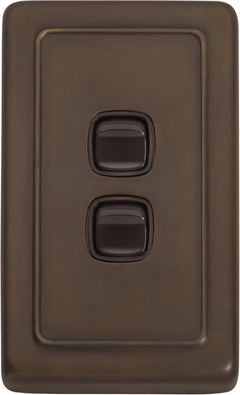 Flat Plate 2 Gang Rocker Switches Antique Brass / W72mm