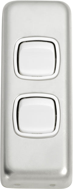 Flat Plate 2 Gang Rocker Switches Satin Chrome / W30mm