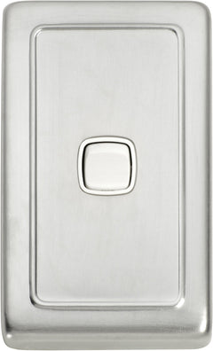 Flat Plate 1 Gang Rocker Switches Satin Chrome / W72mm