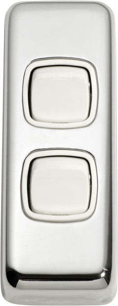 Flat Plate 2 Gang Rocker Switches Chrome Plated / W30mm
