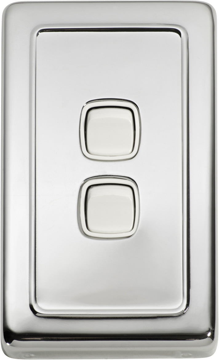 Flat Plate 2 Gang Rocker Switches Chrome Plated / W72mm