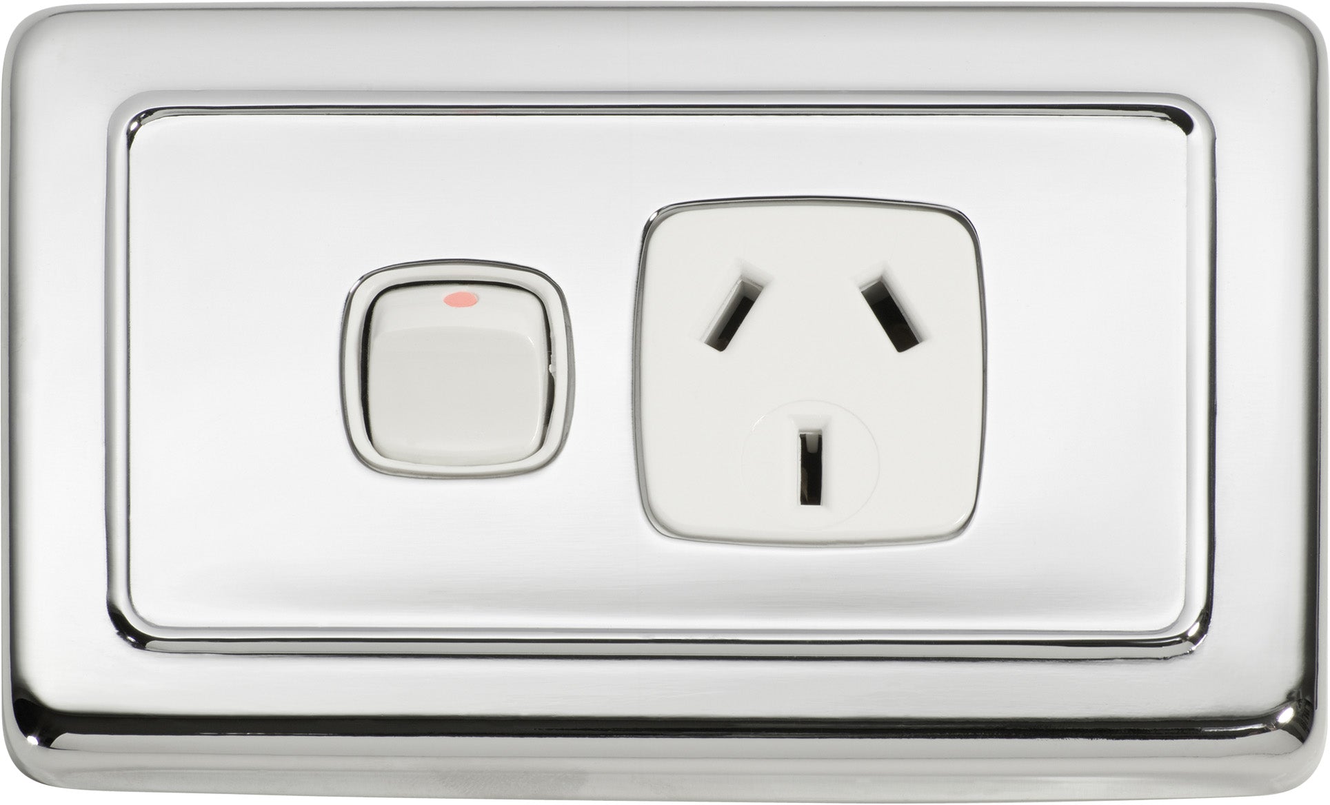 Flat Plate 1 Gang Rocker Switches with Socket Chrome Plated