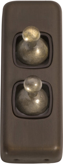 Flat Plate 2 Gang Toggle Switches Antique Brass / W30mm