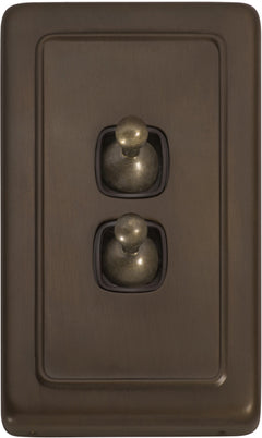 Flat Plate 2 Gang Toggle Switches Antique Brass / W72mm