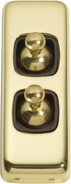 Flat Plate 2 Gang Toggle Switches Polished Brass / W30mm