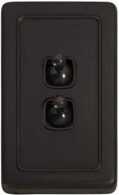 Flat Plate 2 Gang Toggle Switches Antique Copper / W72mm