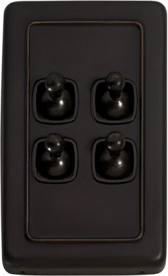 Flat Plate 4 Gang Toggle Switches Antique Copper / W72mm