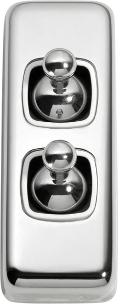Flat Plate 2 Gang Toggle Switches Chrome Plated / W30mm
